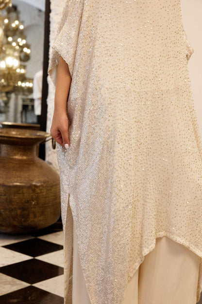 Kaftan Set in Side sheeting sequin embroidery