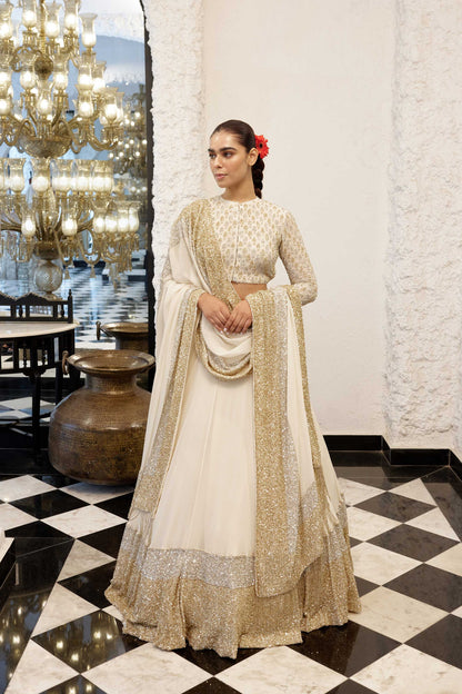 Lehenga Set in dense border sequin embroidery