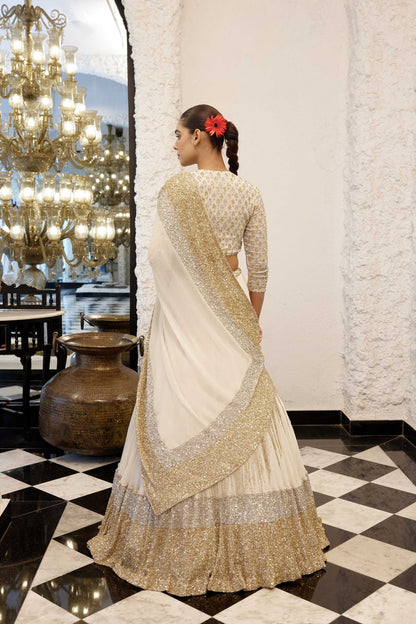 Lehenga Set in dense border sequin embroidery