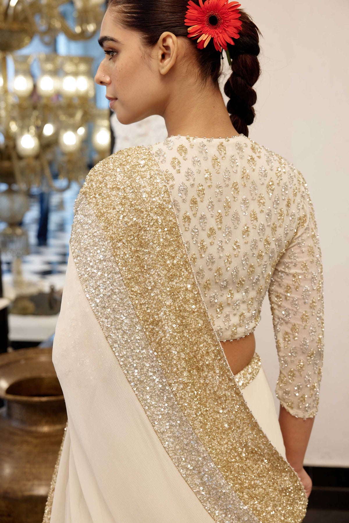 Lehenga Set in dense border sequin embroidery