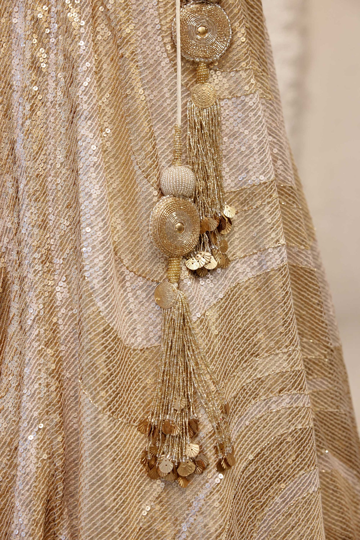LEHENGA SET in vertical wave sheeted sequin embroidery