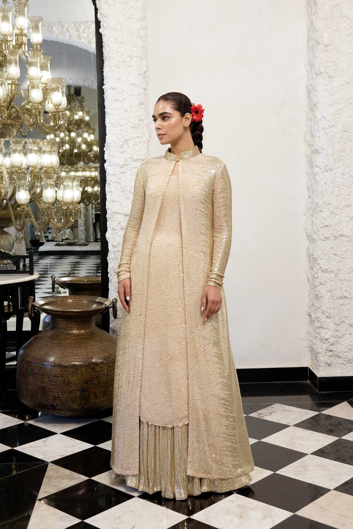 Jacket Set in Sequin Embroidery