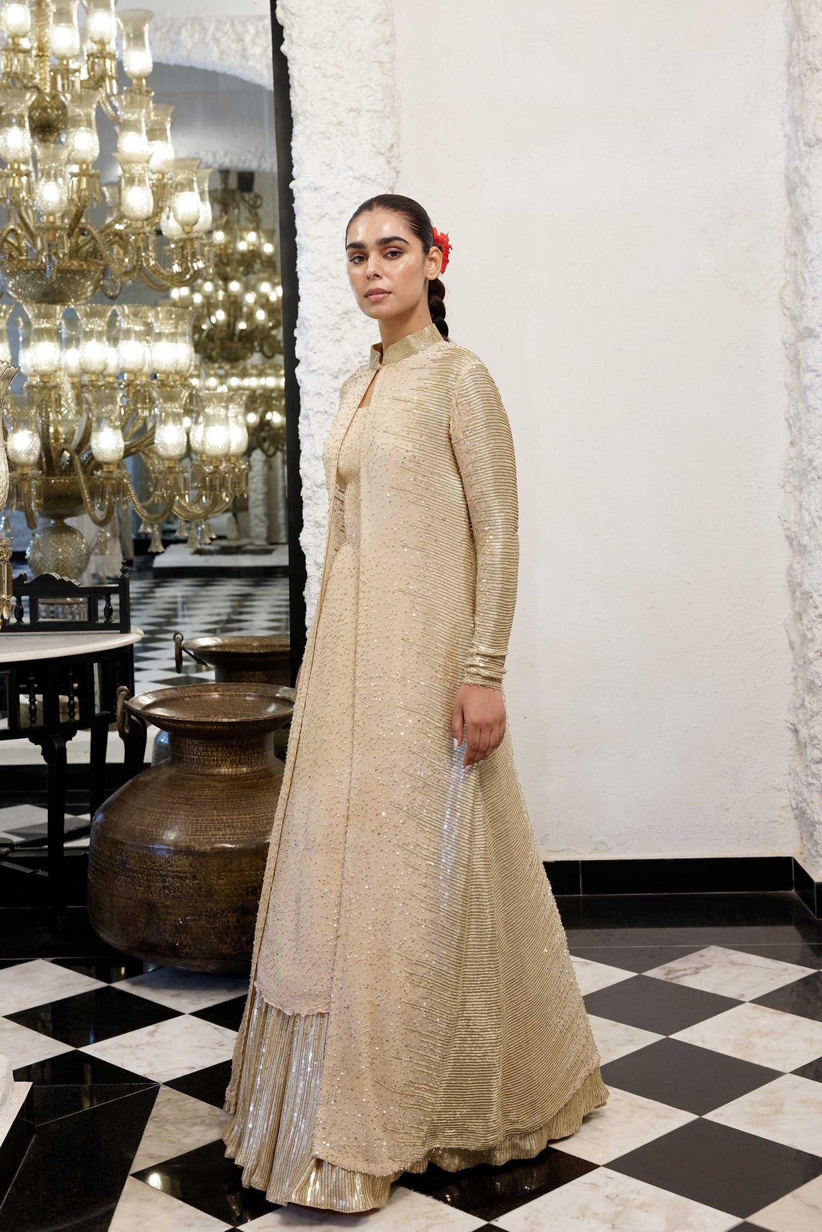 Jacket Set in Sequin Embroidery