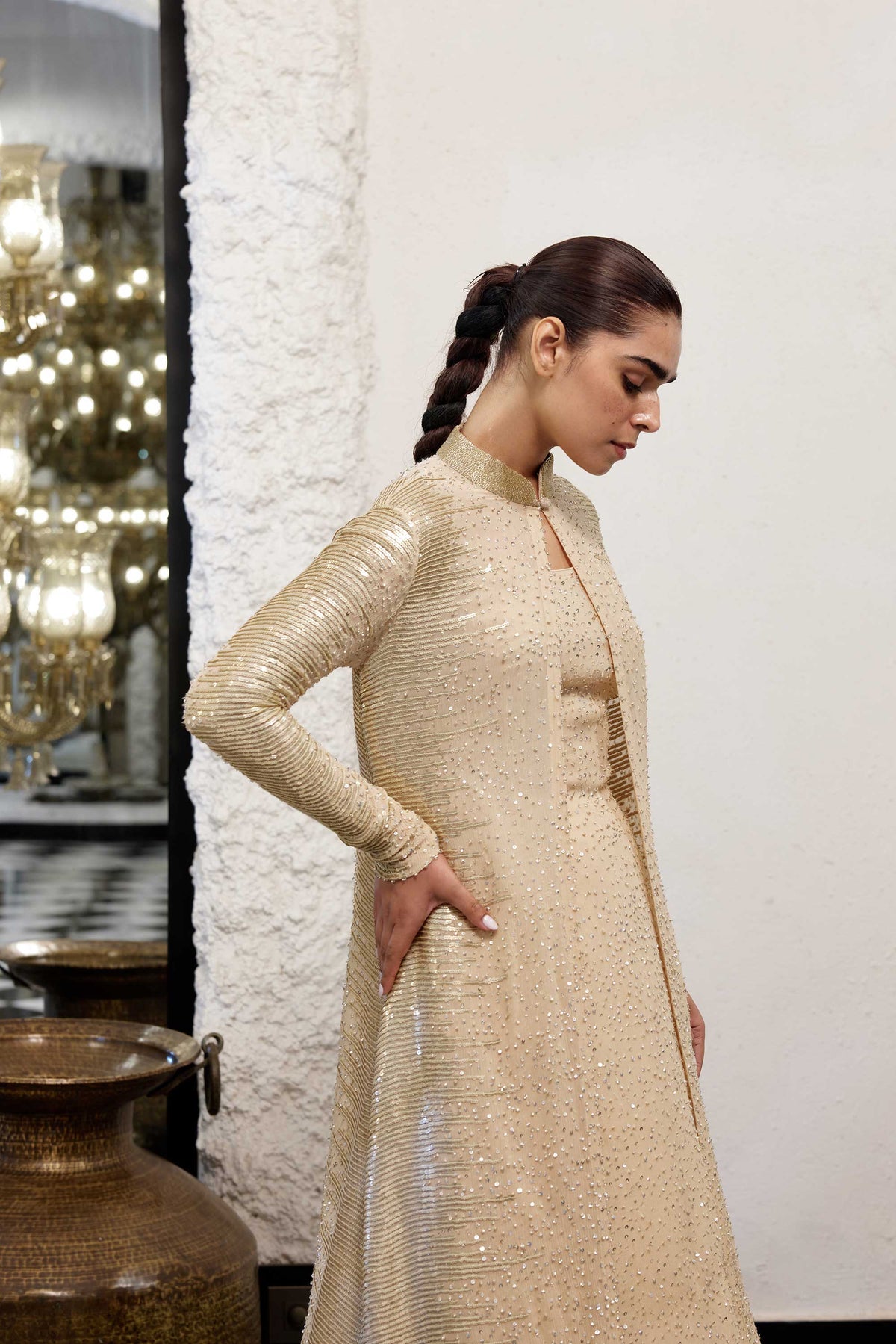 Jacket Set in Sequin Embroidery