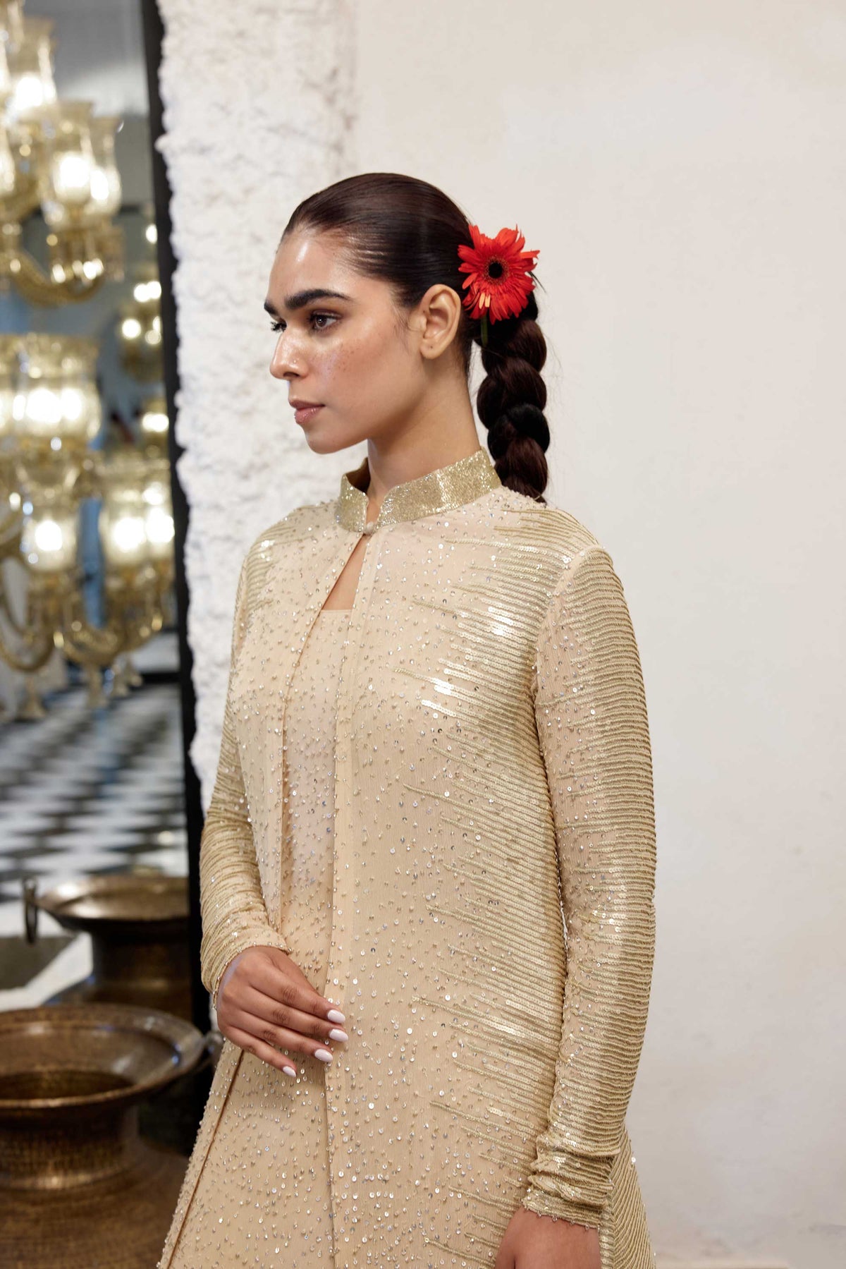 Jacket Set in Sequin Embroidery