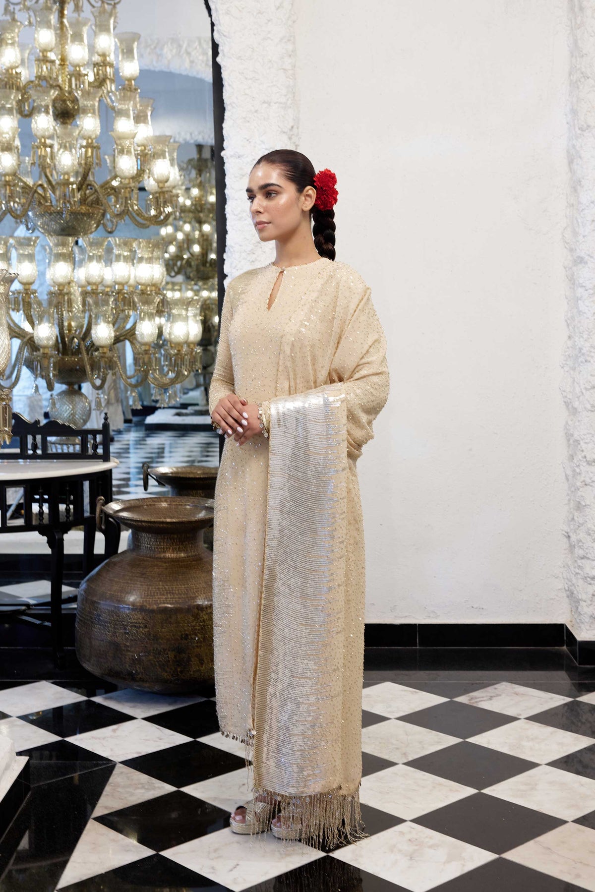Kurta Set in Side sheeted Sequin Embroidery