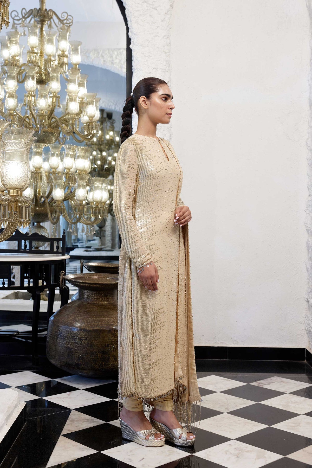 Kurta Set in Side sheeted Sequin Embroidery