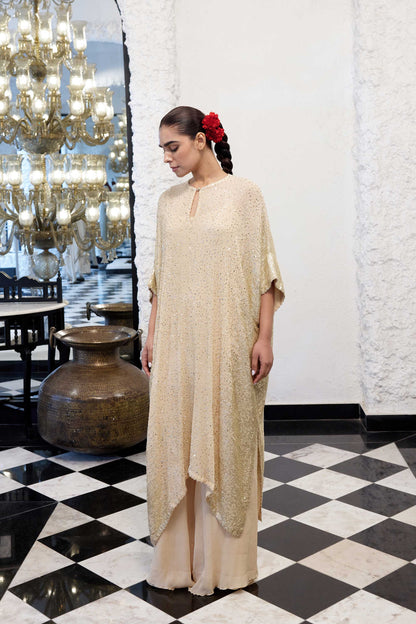 Kaftan Set in Side sheeting sequin embroidery