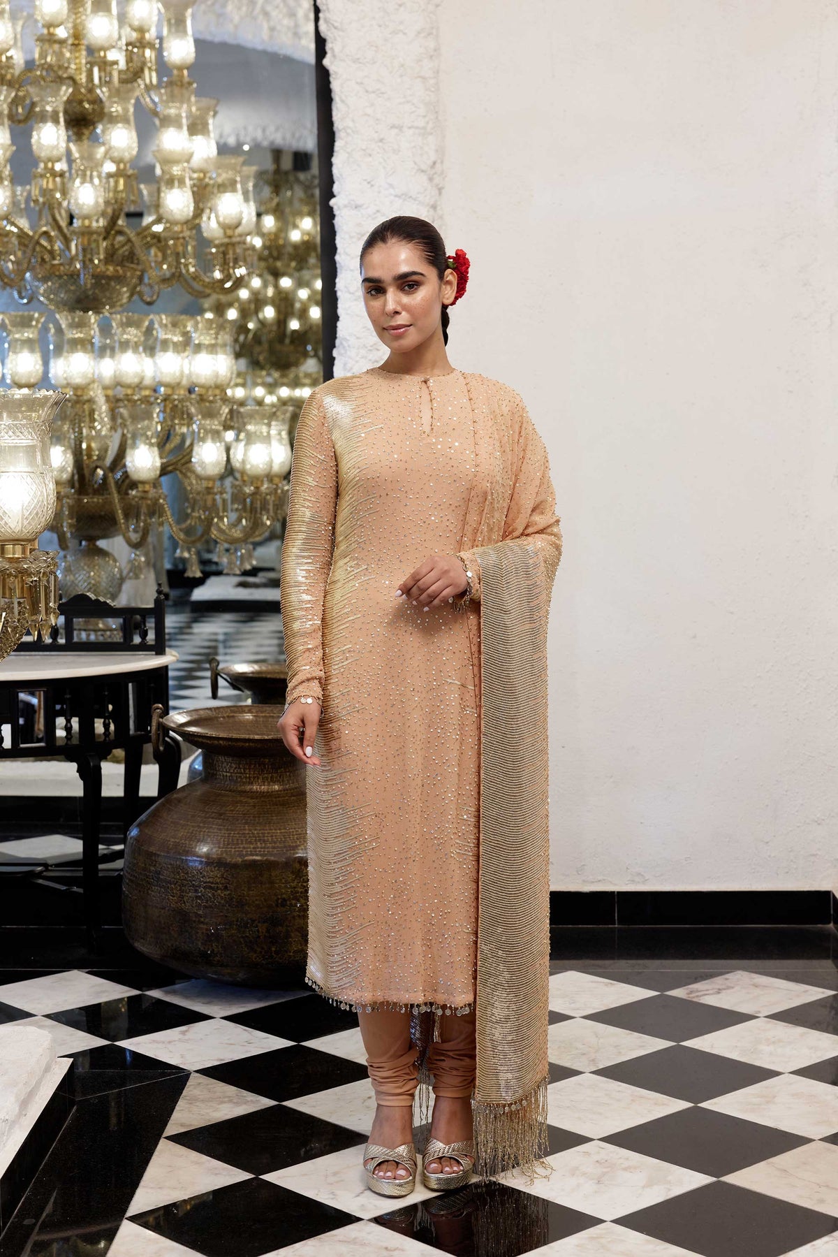 Kurta Set in Side sheeted Sequin Embroidery