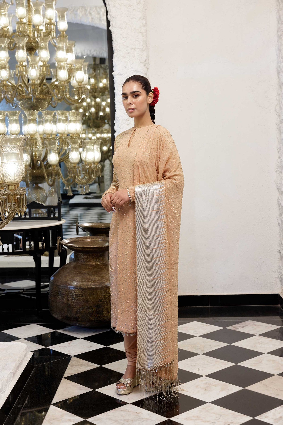 Kurta Set in Side sheeted Sequin Embroidery