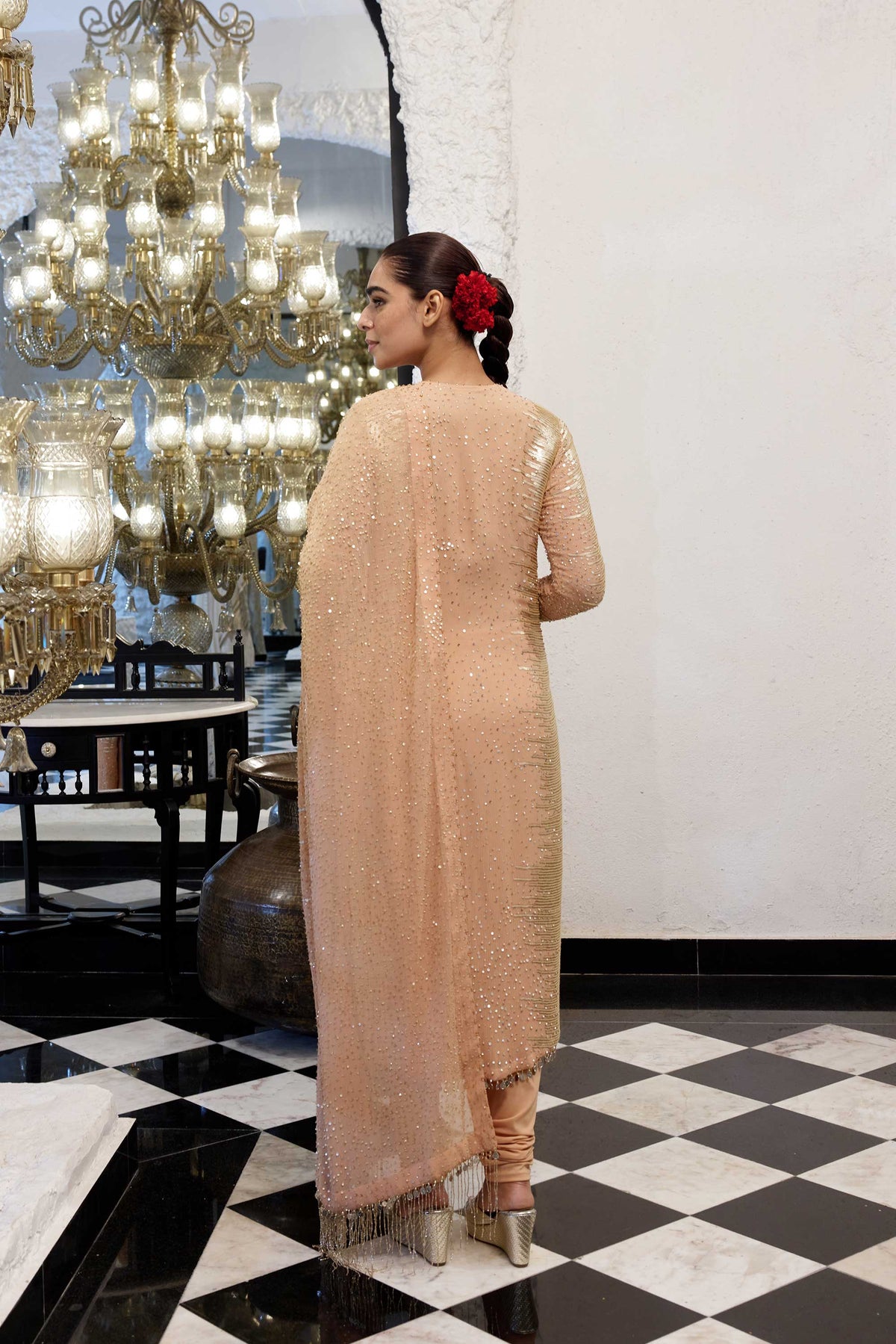 Kurta Set in Side sheeted Sequin Embroidery