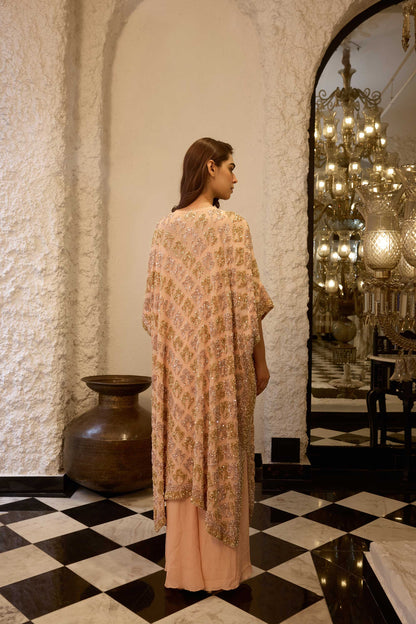 Kaftan Set in Booti Grid gold & silver Sequin Embroidery