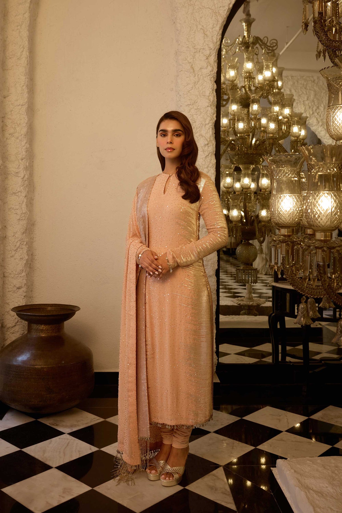 Kurta Set in Side sheeted Sequin Embroidery