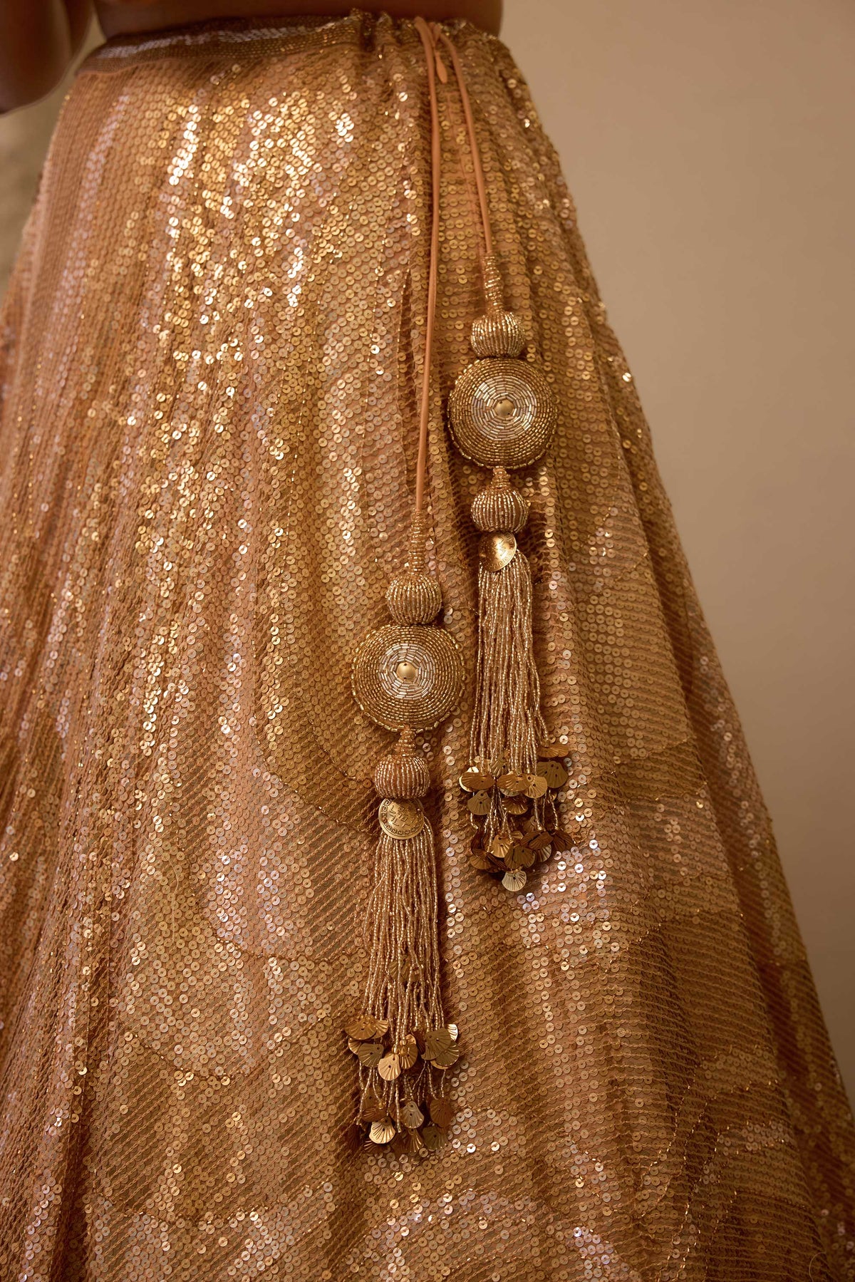 LEHENGA SET in vertical wave sheeted sequin embroidery