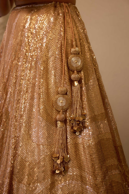 LEHENGA SET in vertical wave sheeted sequin embroidery