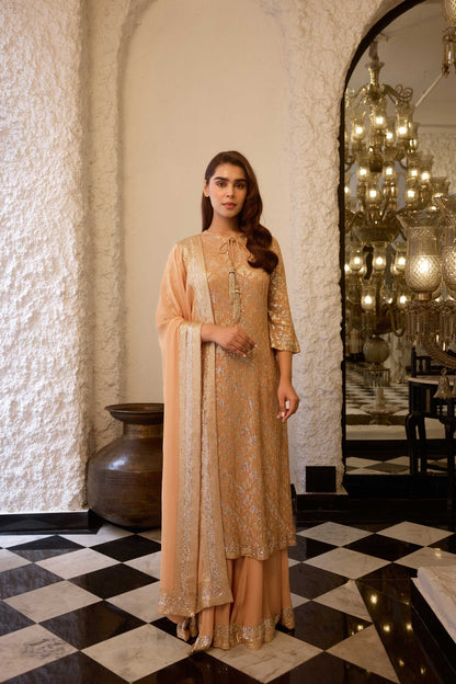 Kurta Set  sheeted booti grid sequin embroidery