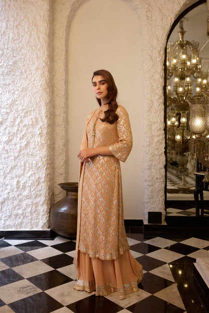 Kurta Set  sheeted booti grid sequin embroidery