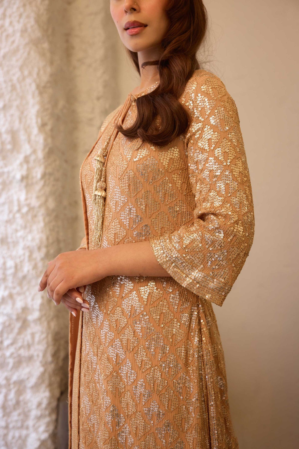 Kurta Set  sheeted booti grid sequin embroidery