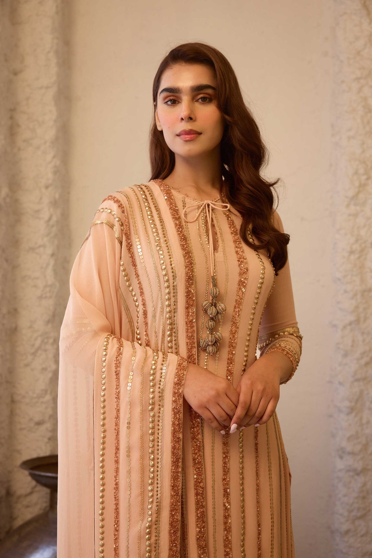 Kurta Set in Sequin Lines embroidery