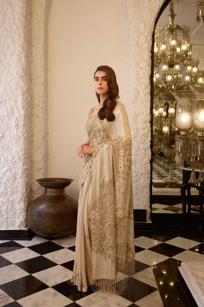 Sari Set in Sequin Embroidery in Alligator Skin Design