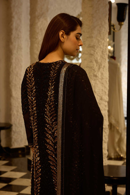 Gharara Set in Leaf Design in Sequins Embroidery
