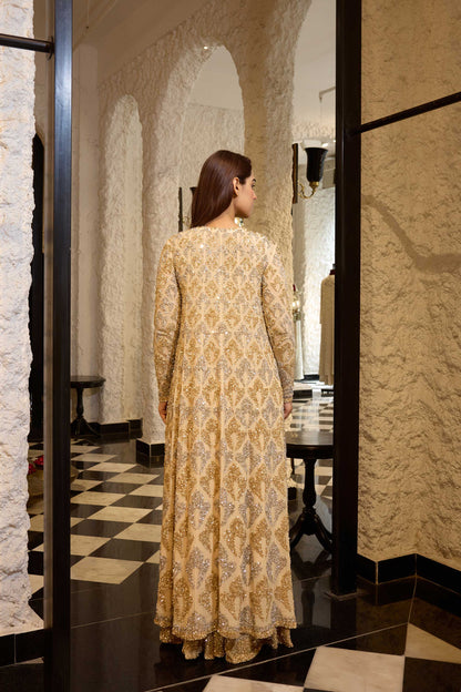Jacket Set in Grid Booti silver & gold sequin embroidery