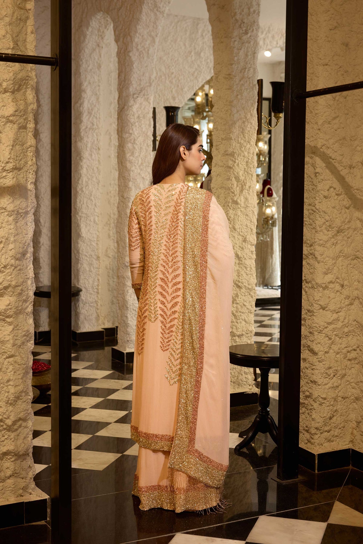 Kurta Set in Leaf Sequin Embroidery