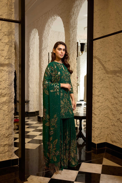 Gharara Set in Floral Sprinkle Sequin Embroidery