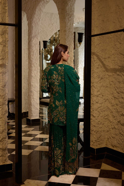 Gharara Set in Floral Sprinkle Sequin Embroidery