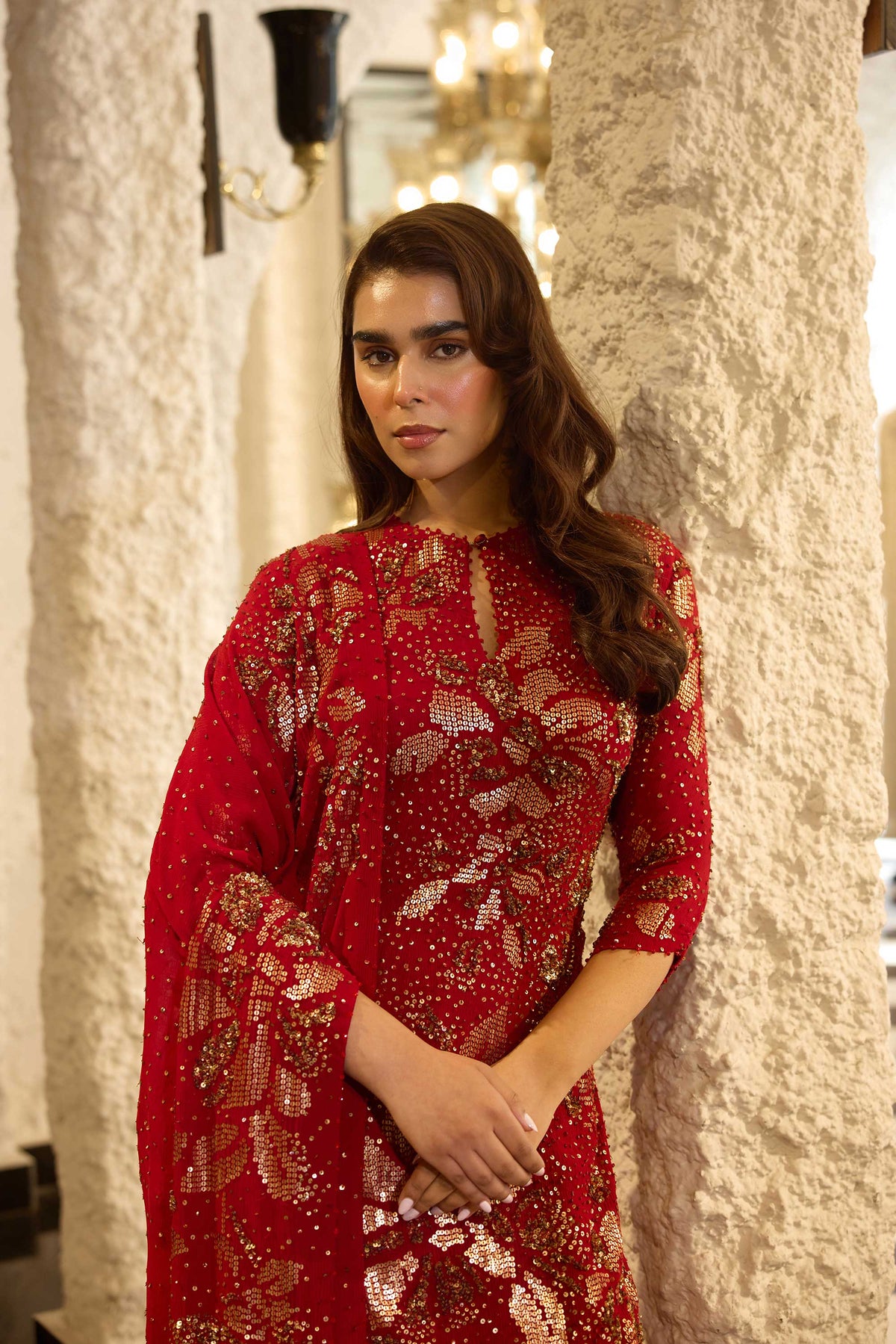 Gharara Set in Floral Sprinkle Sequin Embroidery