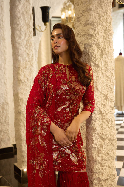 Gharara Set in Floral Sprinkle Sequin Embroidery