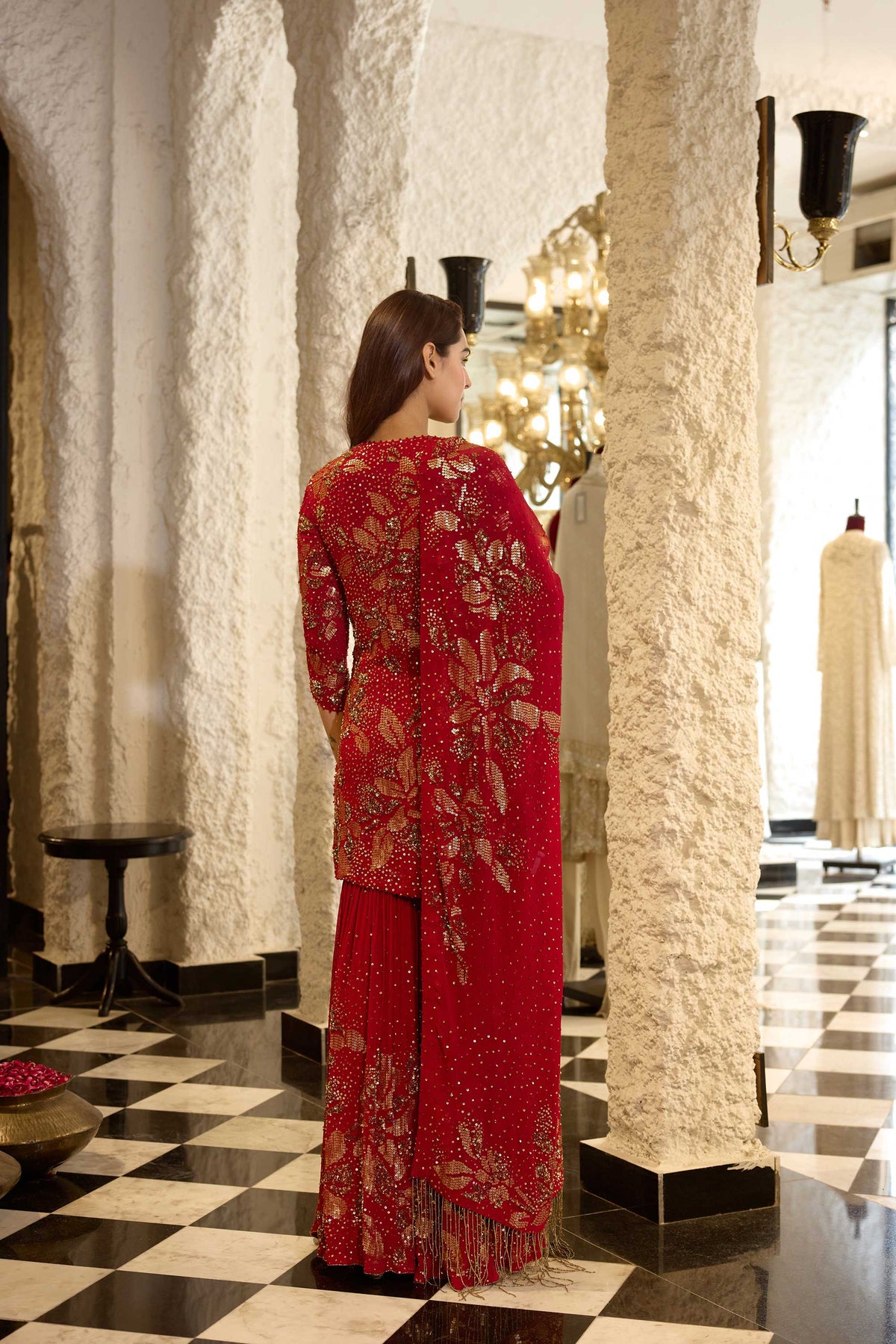Gharara Set in Floral Sprinkle Sequin Embroidery
