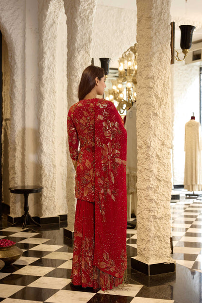 Gharara Set in Floral Sprinkle Sequin Embroidery