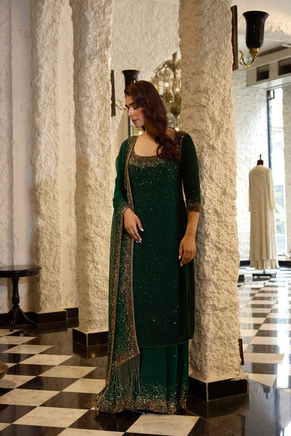 Kurta Set in Tonal & Gold Sprinkle Sequin Embroidery