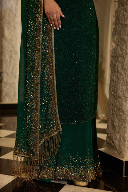 Kurta Set in Tonal & Gold Sprinkle Sequin Embroidery