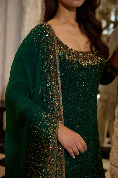 Kurta Set in Tonal & Gold Sprinkle Sequin Embroidery