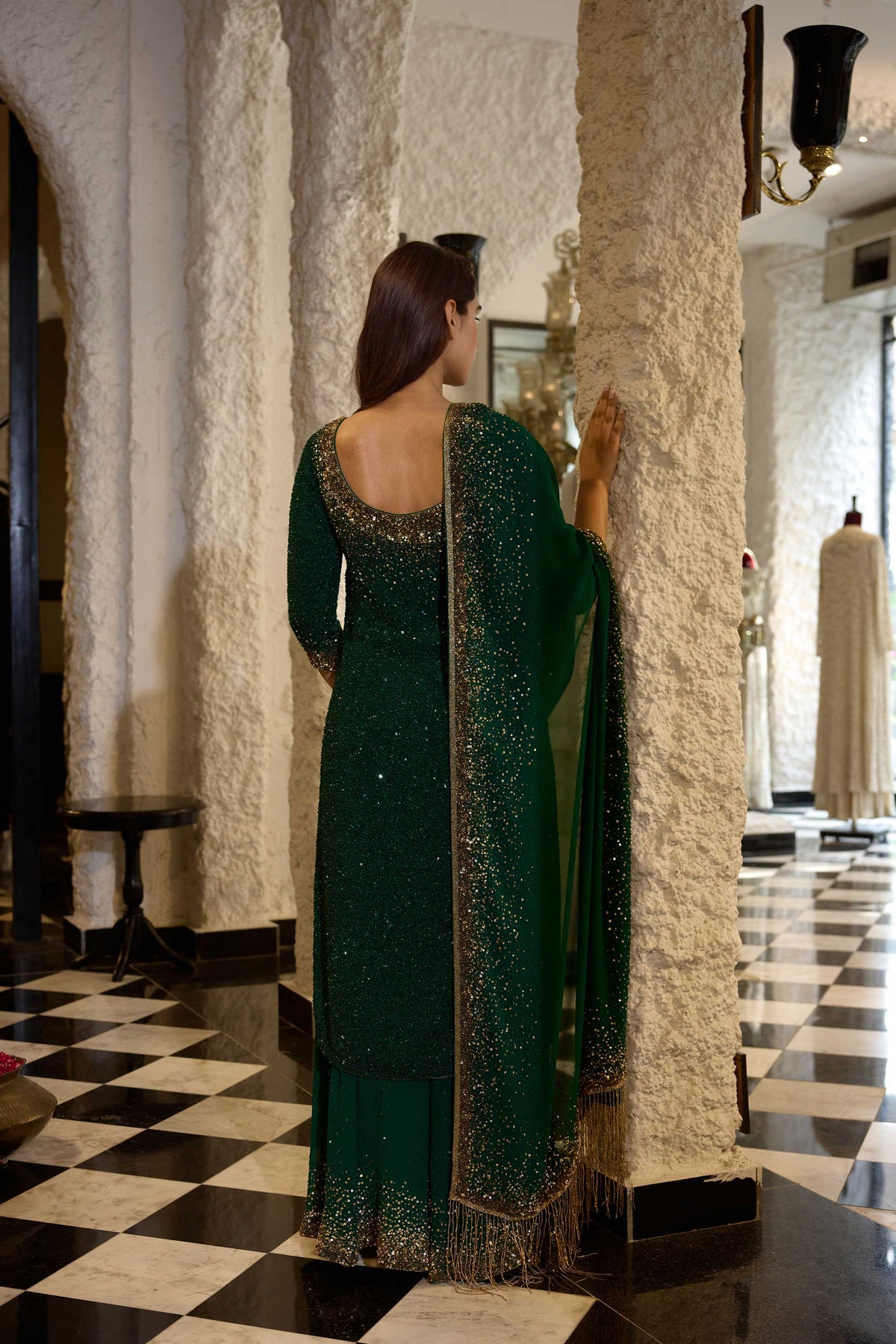Kurta Set in Tonal & Gold Sprinkle Sequin Embroidery