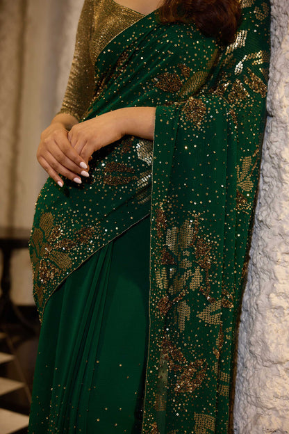 Sari Set in Sequin Floral Sprinkle Sequin Embroidery