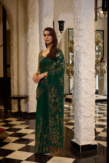 Sari Set in Sequin Floral Sprinkle Sequin Embroidery
