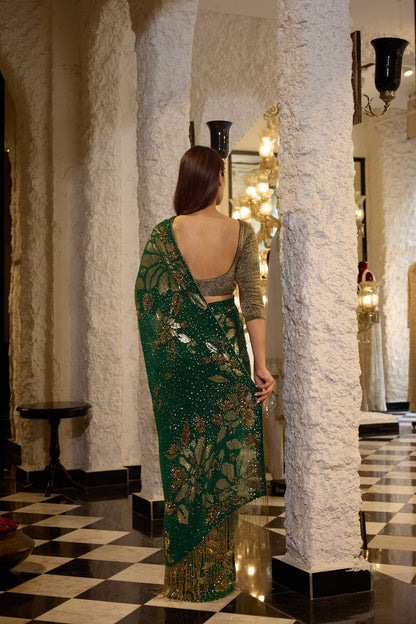Sari Set in Sequin Floral Sprinkle Sequin Embroidery