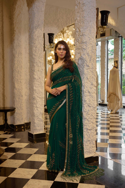 Sari Set in Sequin Leaf embroidery
