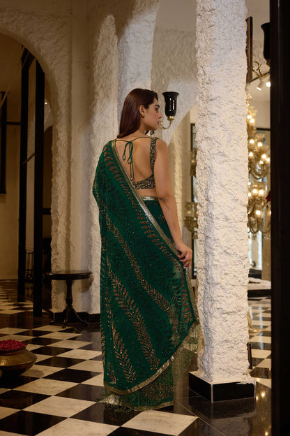 Sari Set in Sequin Leaf embroidery