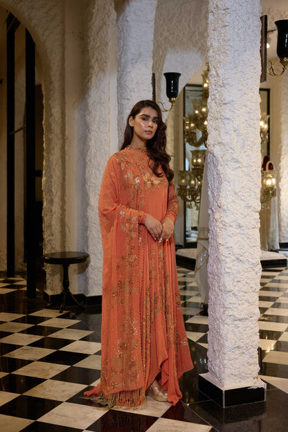 Asymmetric Kurta Set in Floral Sprinkle Sequin Embroidery