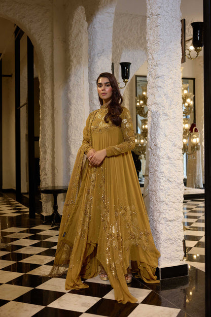 Asymmetric Kurta Set in Floral Sprinkle Sequin Embroidery (Copy)