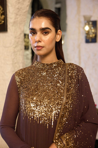 Asymmetric Kurta Set in Line Sequin Embroidery