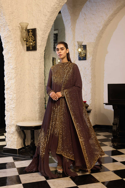 Asymmetric Kurta Set in Line Sequin Embroidery
