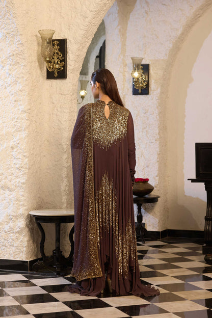 Asymmetric Kurta Set in Line Sequin Embroidery