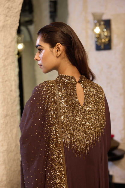 Asymmetric Kurta Set in Line Sequin Embroidery