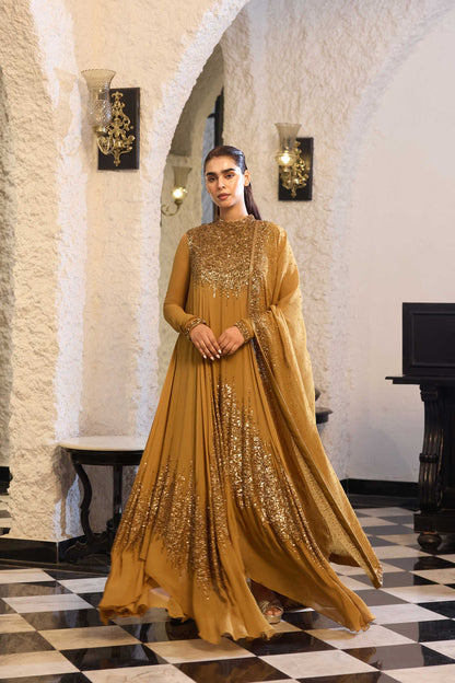 Asymmetric Kurta Set in Line Sequin Embroidery