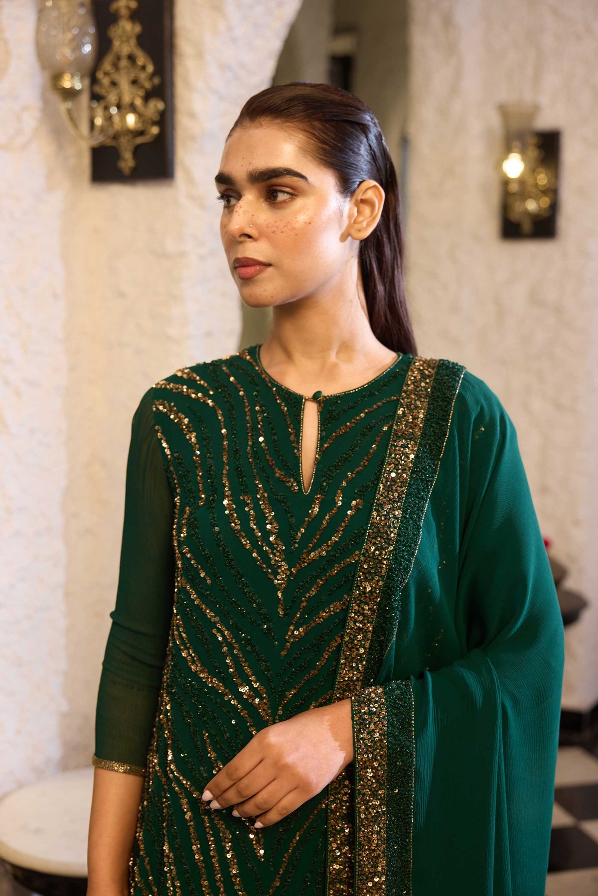Kurta Set in Gold Sequin Embroidery